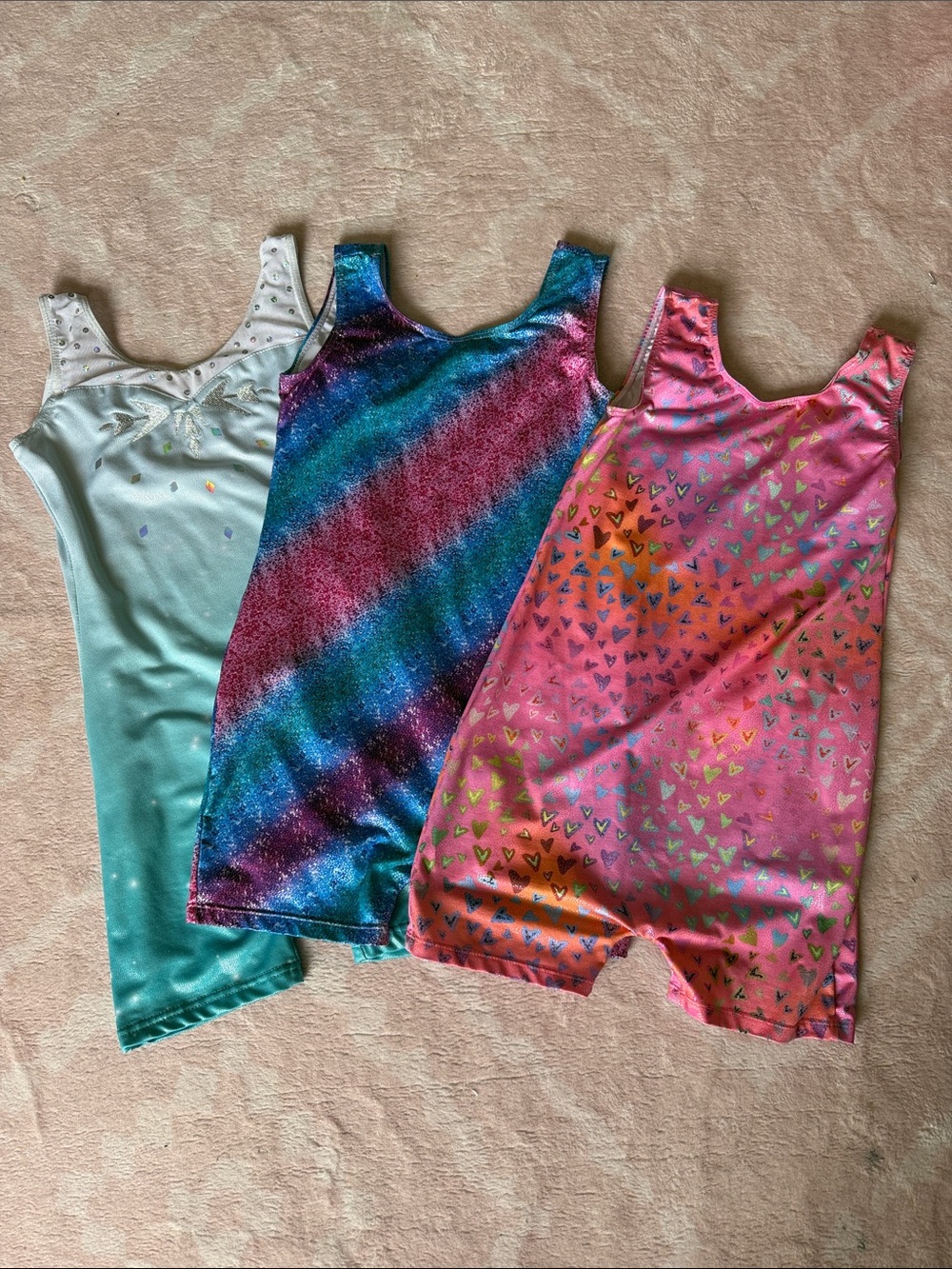 Set of 3 Biketards for Gymnastics or Acrobatics Size 7/8